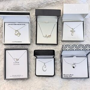 NWT Sterling Silver Bundle of 8 Genuine Diamond Accent Necklaces